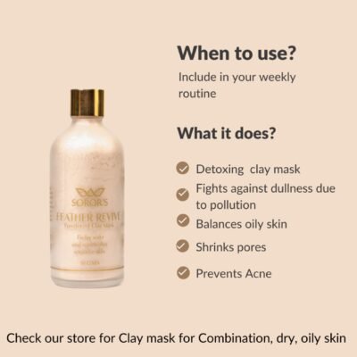 Feather Revive Powdered Clay Mask |For Sensitive Skin | Shrinks pores | Detoxifying face mask | Prevents acne